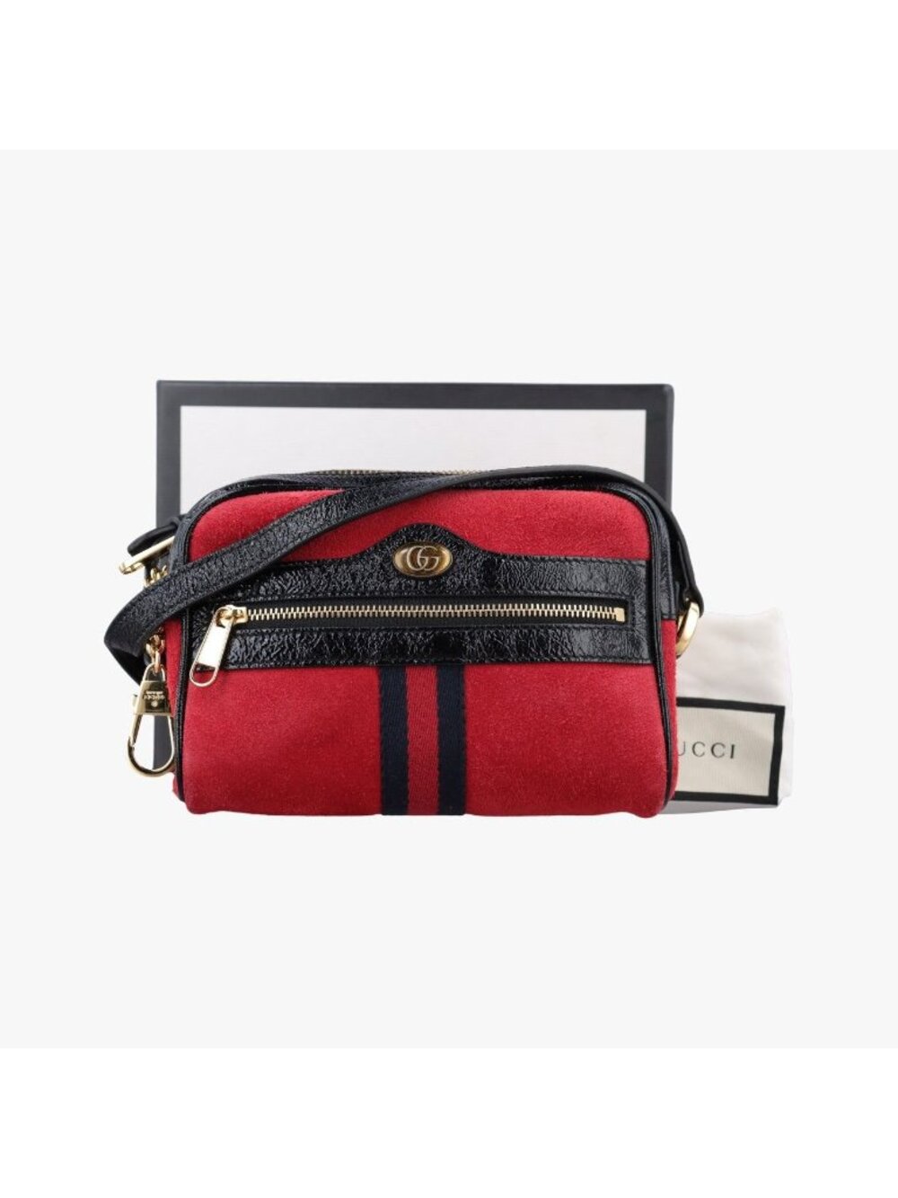 Gucci Ophidia Black Red Suede Leather